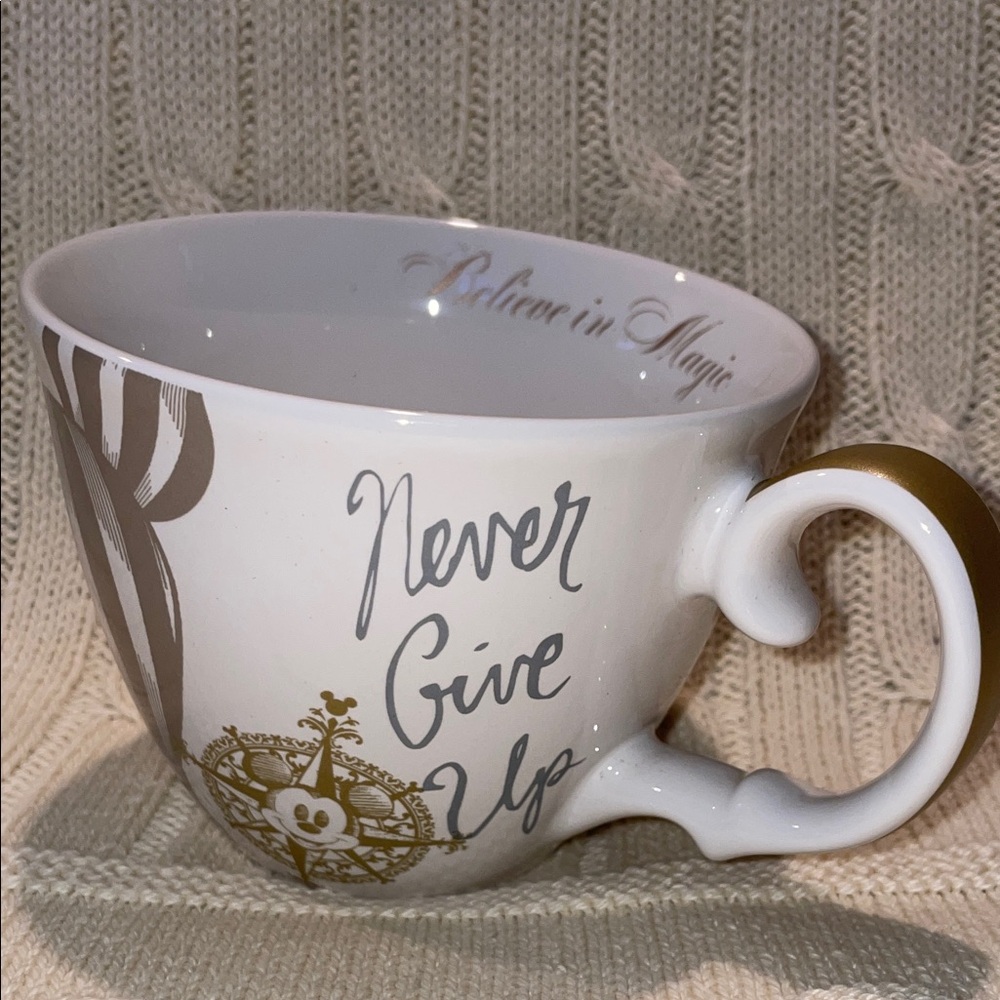 NWT Disney Parks White and Gold Castle & Carousel Mug